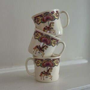 Set of 3 Vintage Georgian Carousel Horse Mugs
